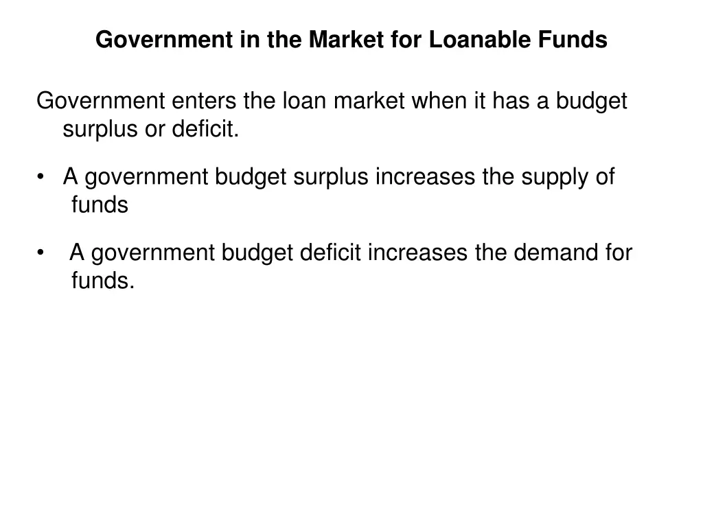 government in the market for loanable funds