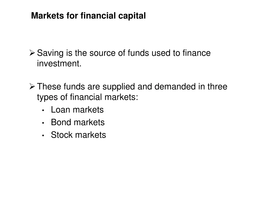markets for financial capital