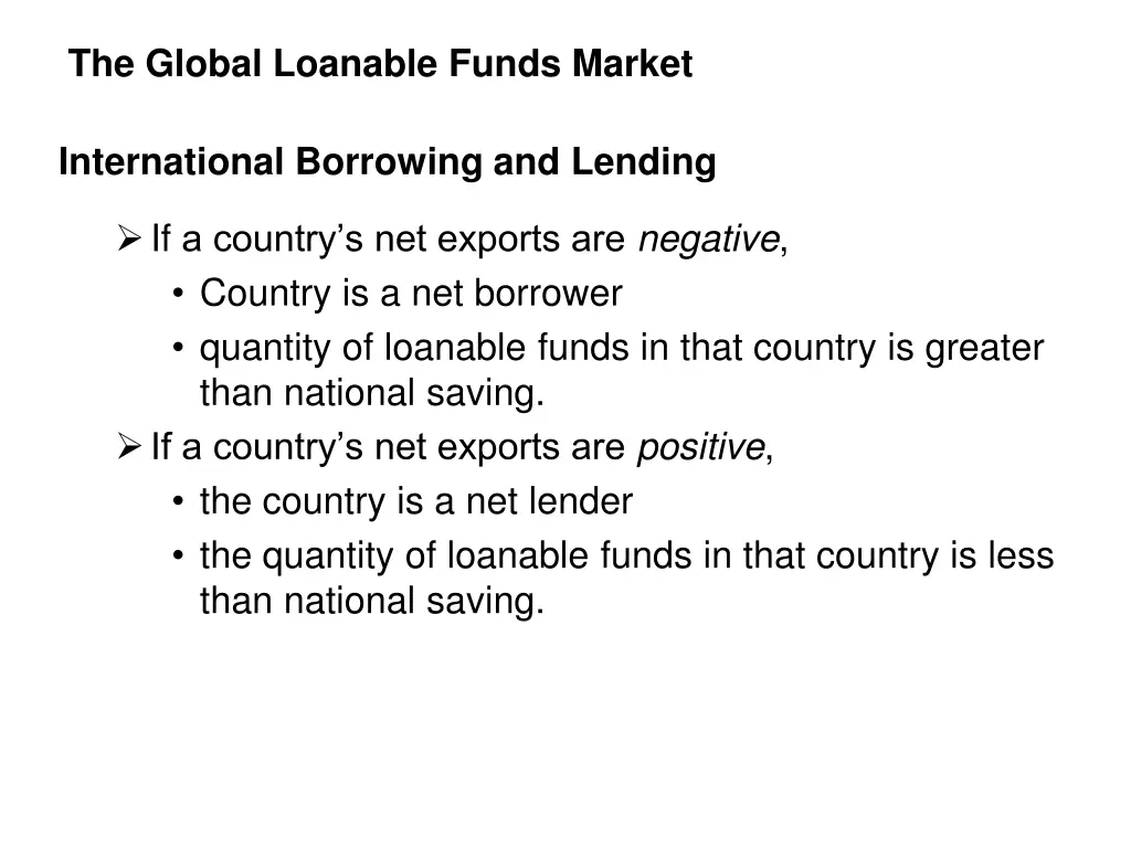 the global loanable funds market 1