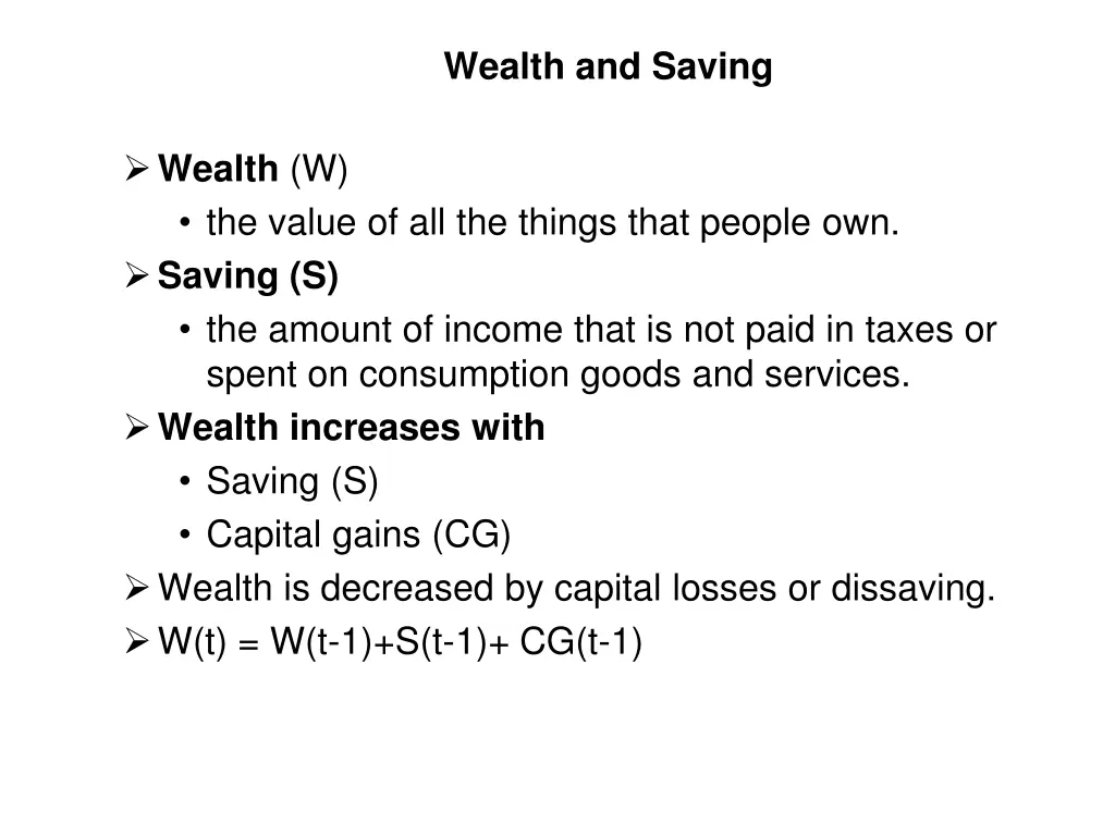 wealth and saving
