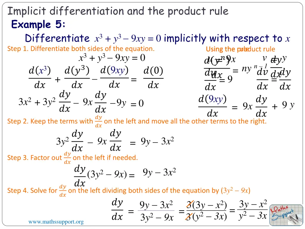 implicit differentiation and the product rule 1