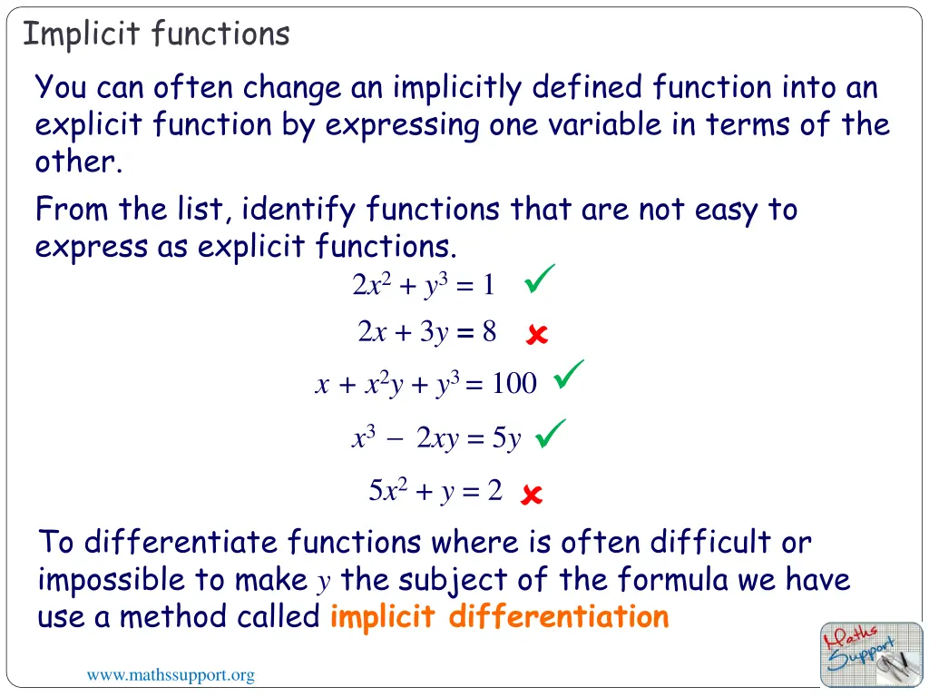 implicit functions you can often change