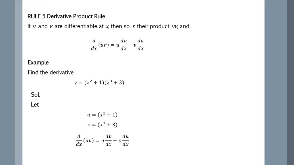 rule 5 derivative product rule rule 5 derivative