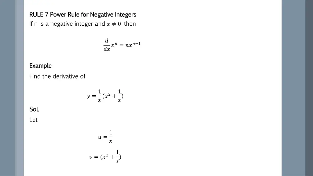 rule 7 power rule for negative integers rule