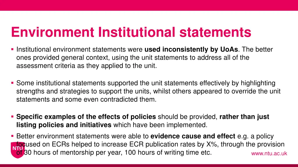 environment institutional statements