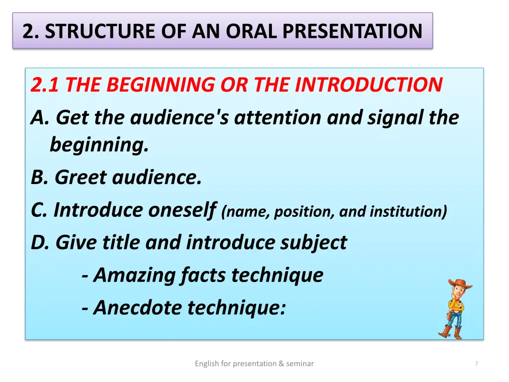 2 structure of an oral presentation 1