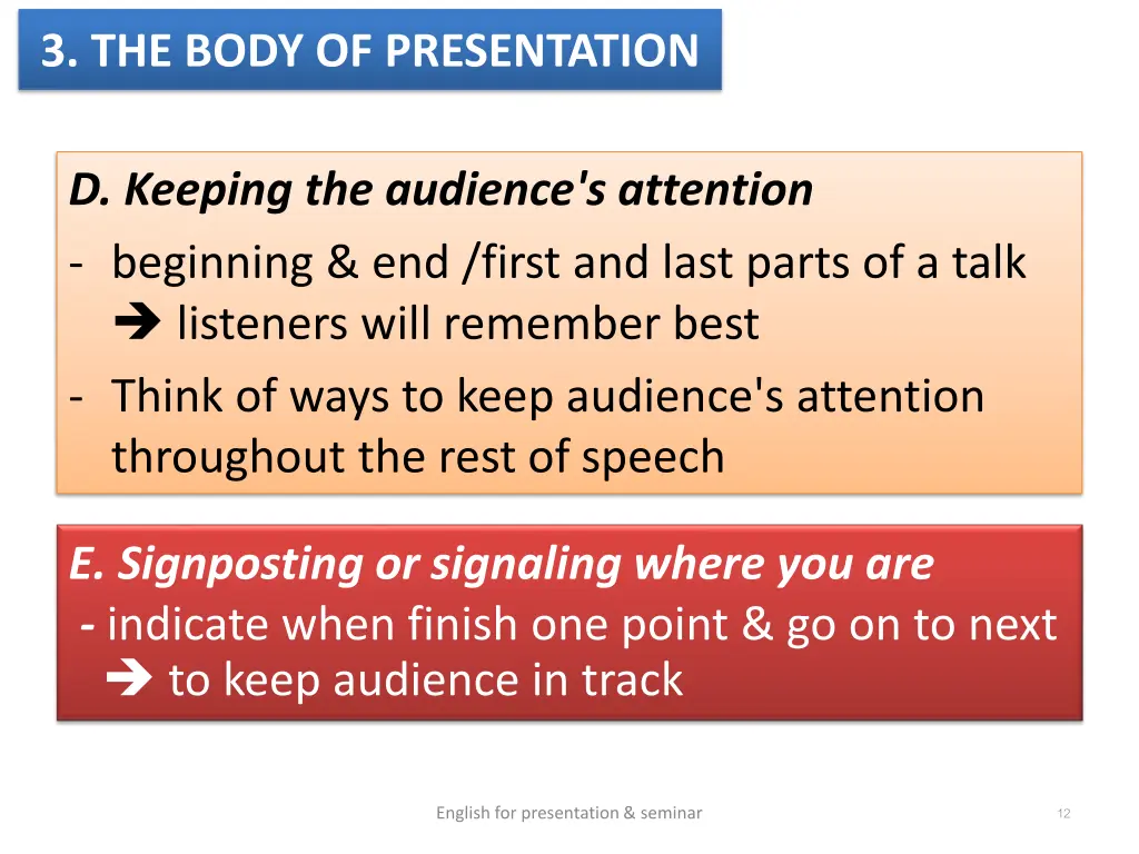 3 the body of presentation 2