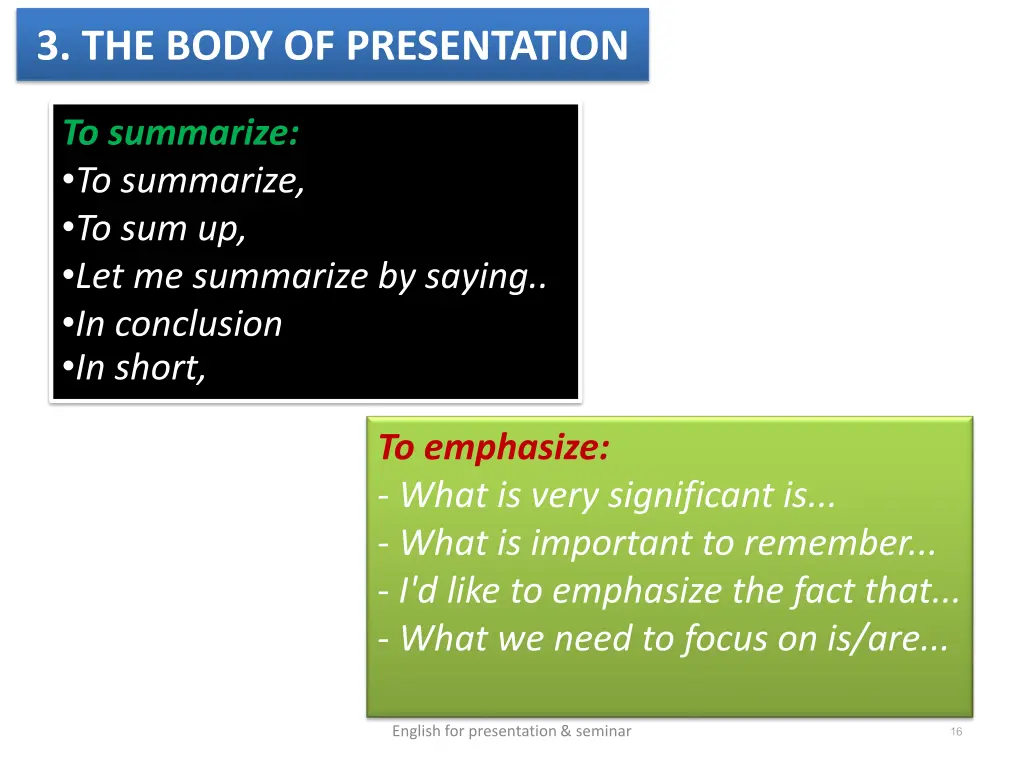 3 the body of presentation 6