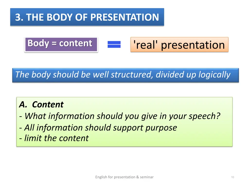 3 the body of presentation