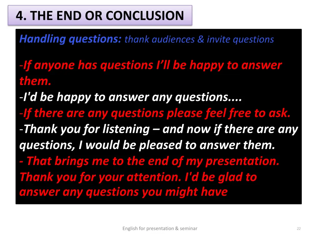 4 the end or conclusion 3