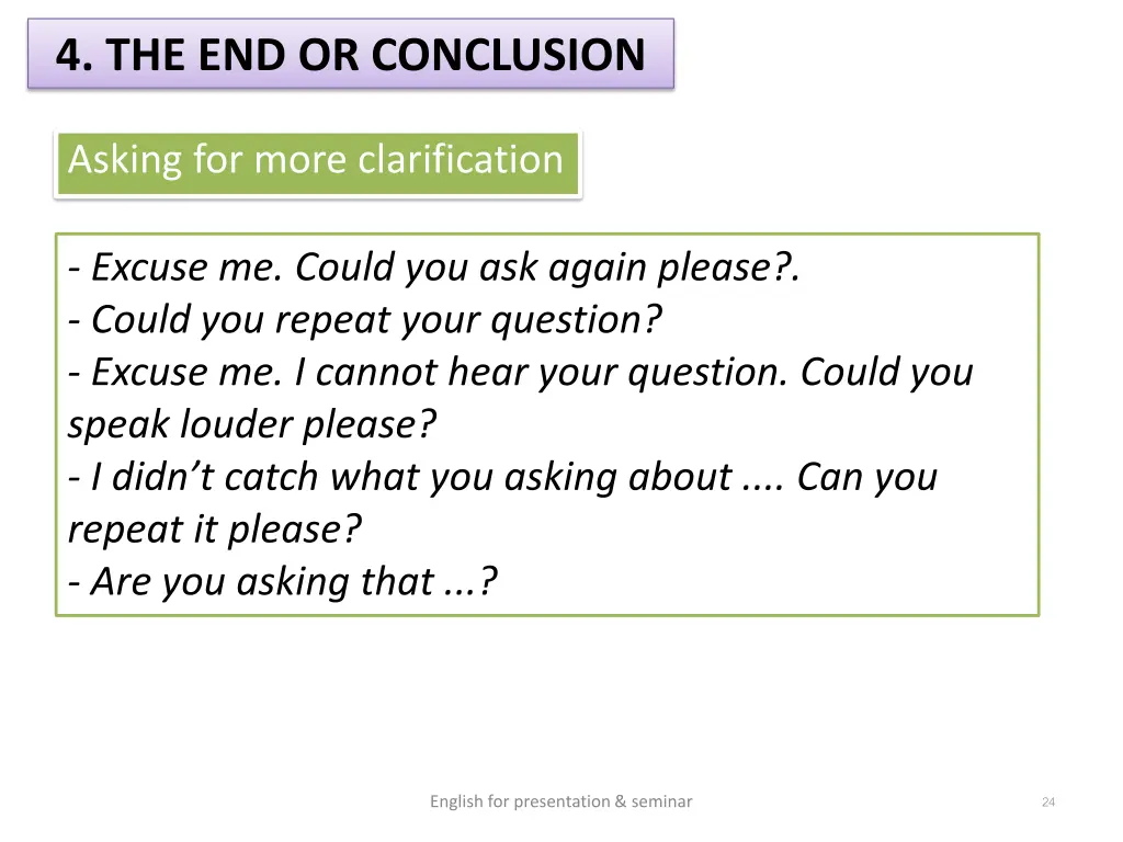 4 the end or conclusion 5