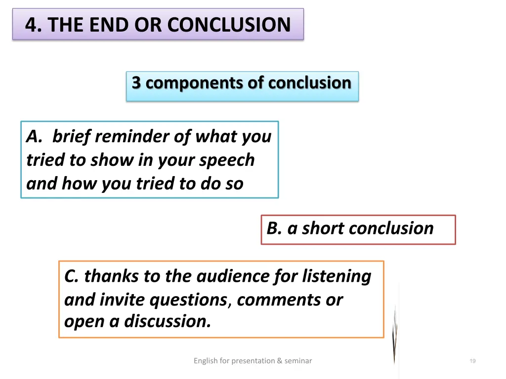 4 the end or conclusion