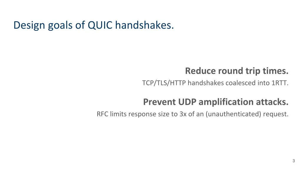 design goals of quic handshakes