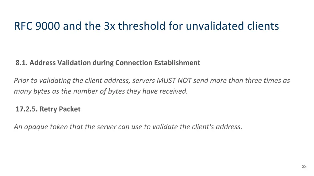 rfc 9000 and the 3x threshold for unvalidated