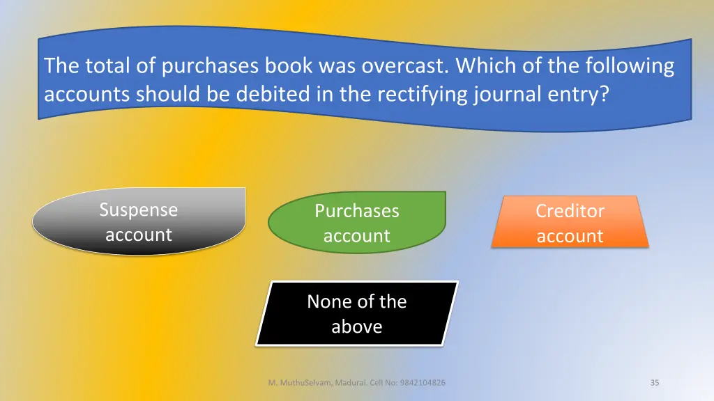 the total of purchases book was overcast which
