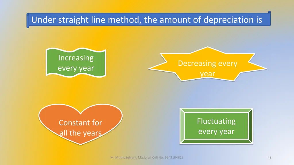 under straight line method the amount