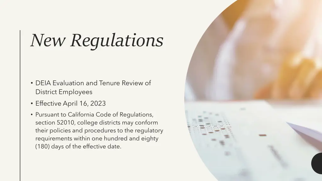 new regulations