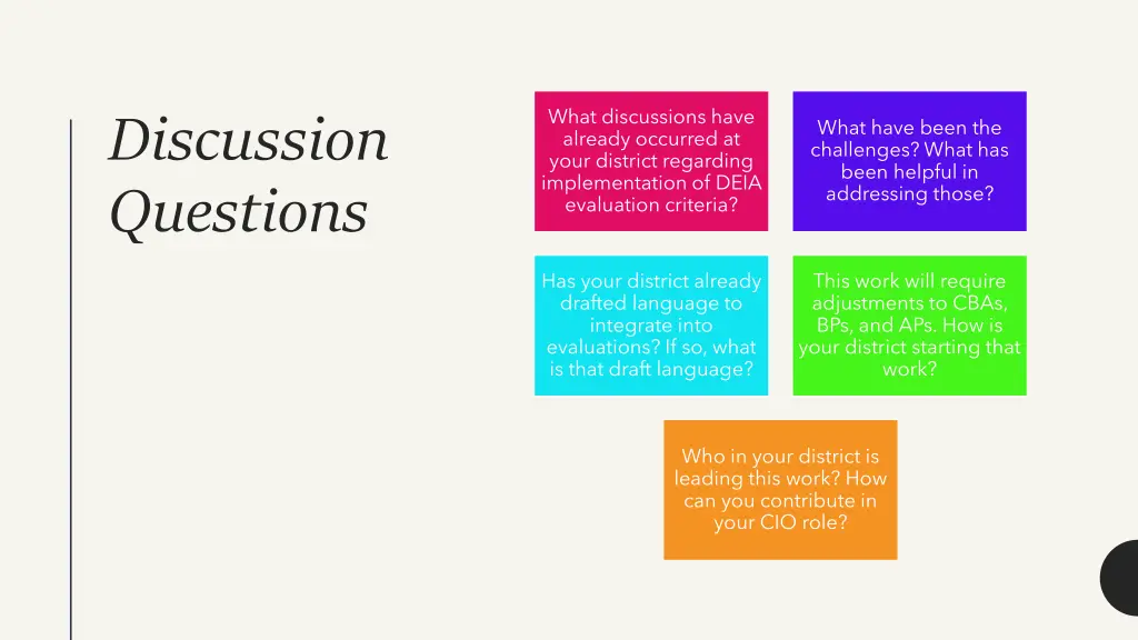 what discussions have already occurred at your