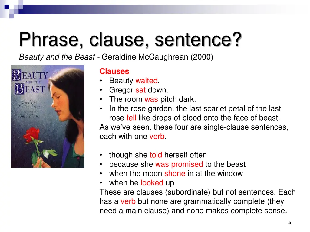 phrase clause sentence beauty and the beast 2