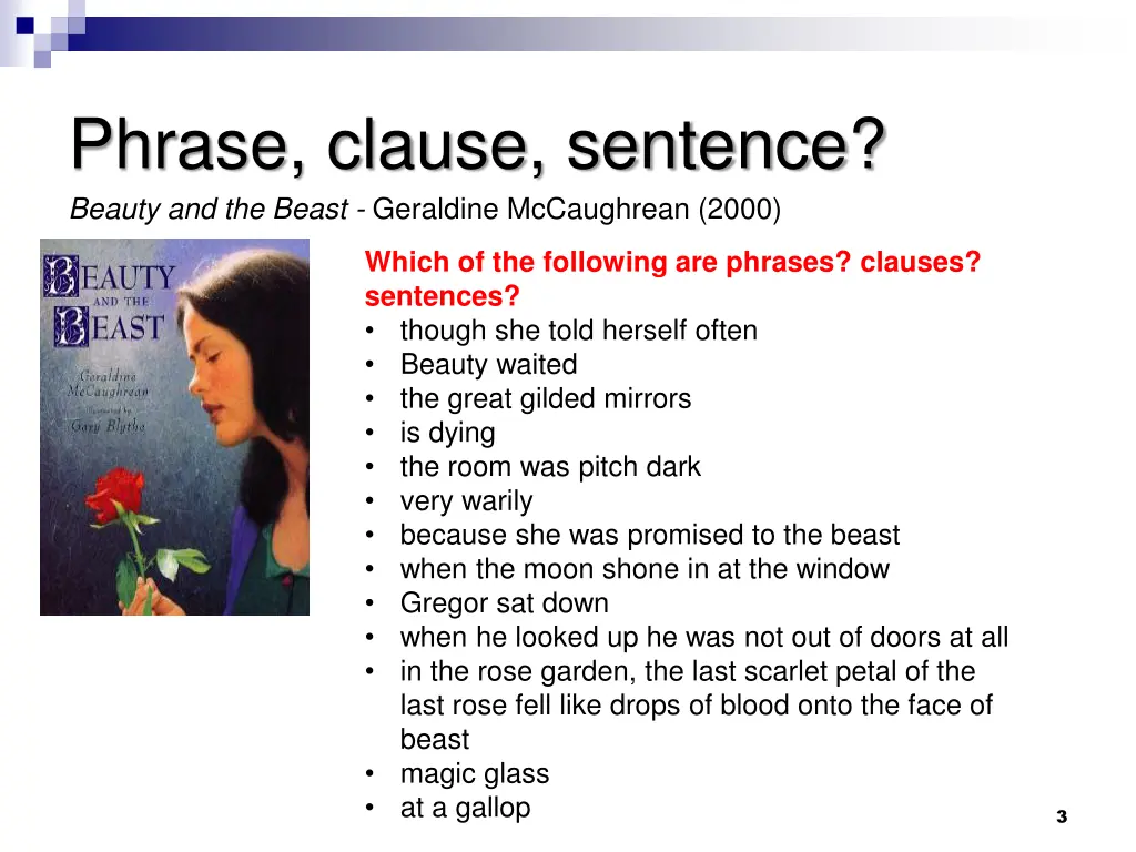 phrase clause sentence beauty and the beast