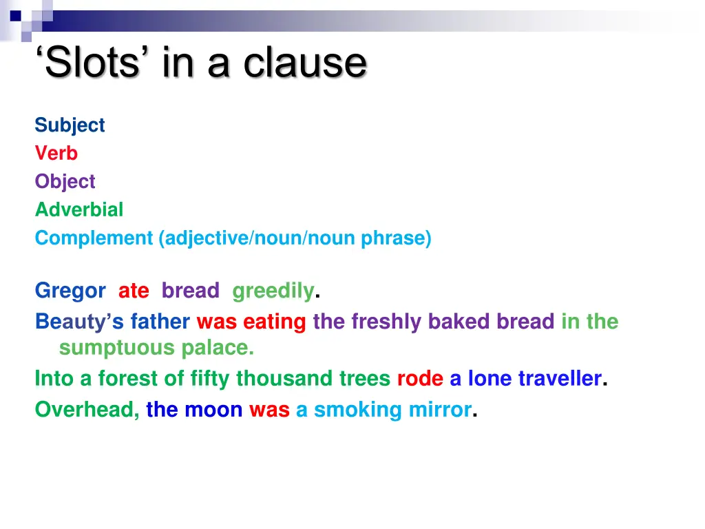 slots in a clause