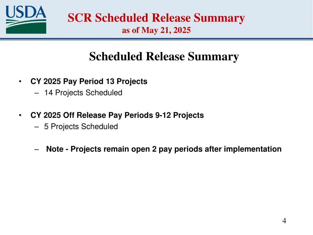 scr scheduled release summary as of may 21 2025