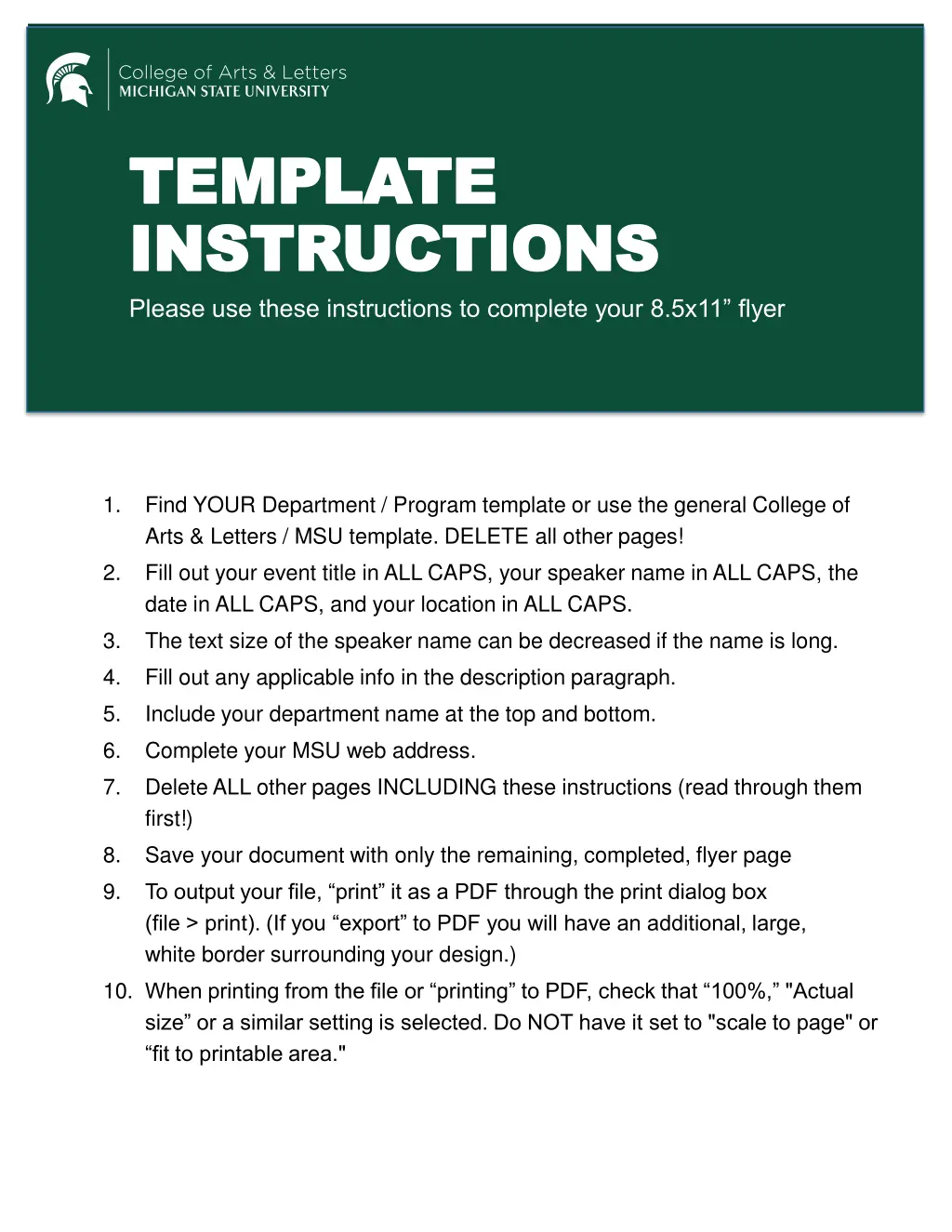 template template instructions instructions