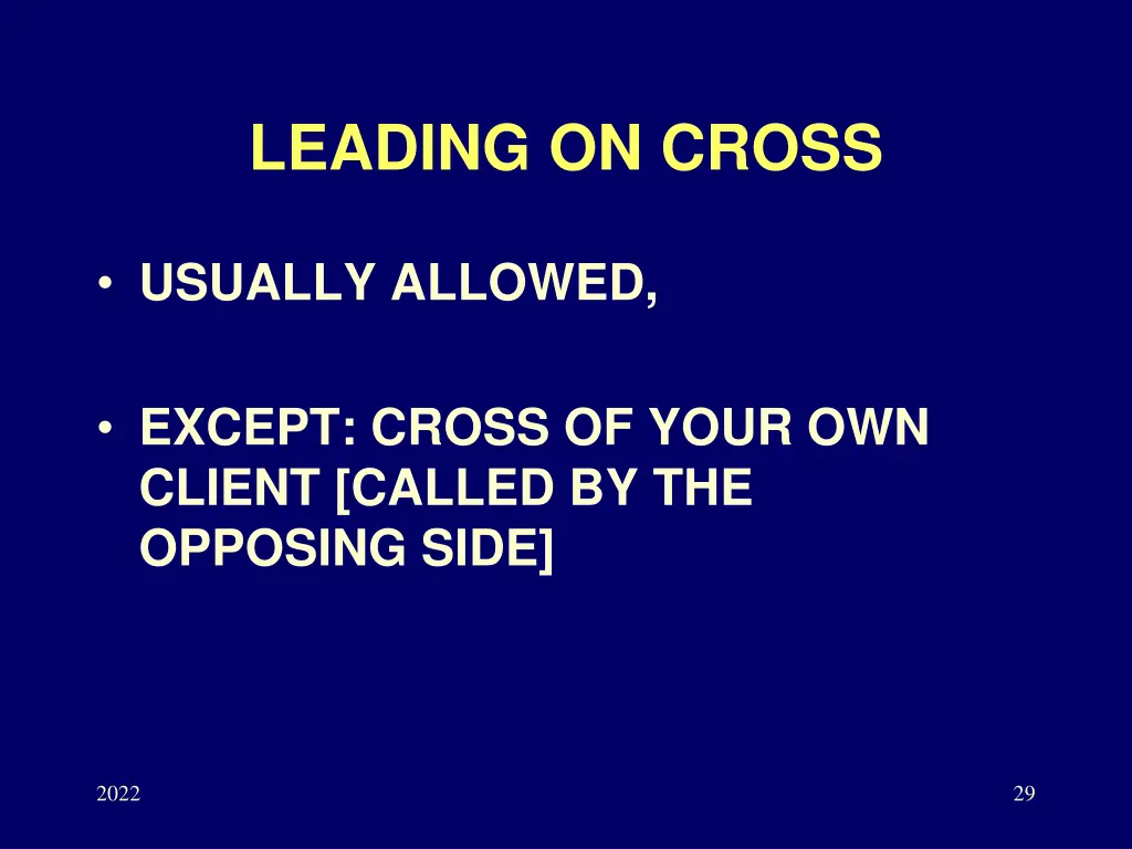 leading on cross