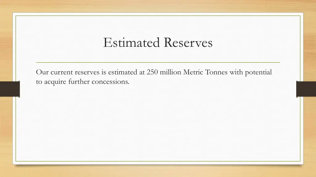 estimated reserves