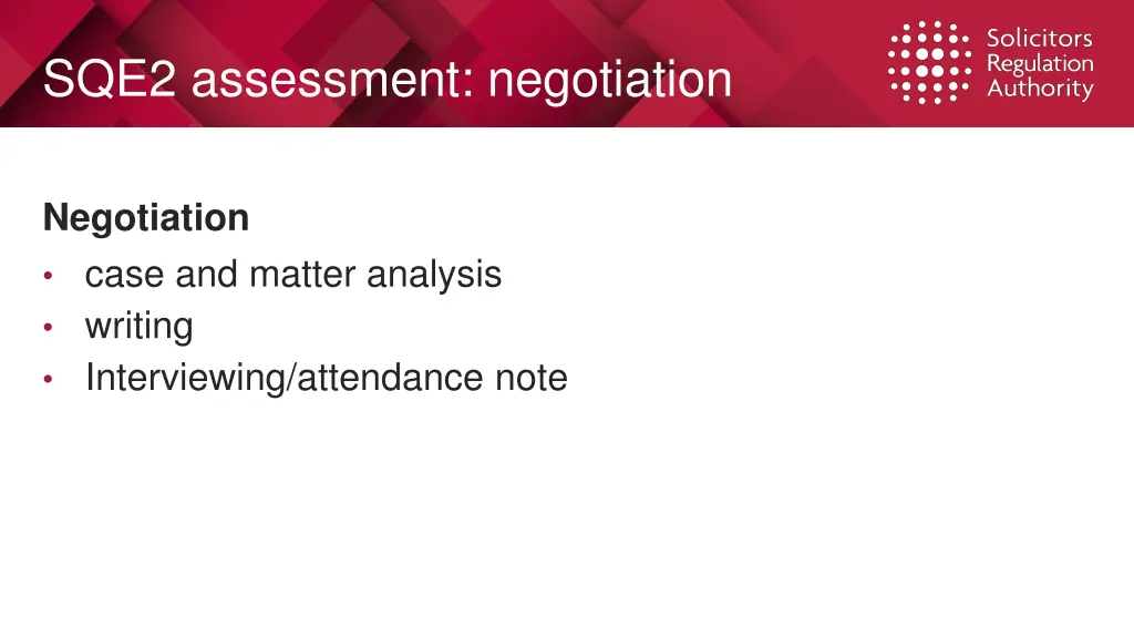 sqe2 assessment negotiation