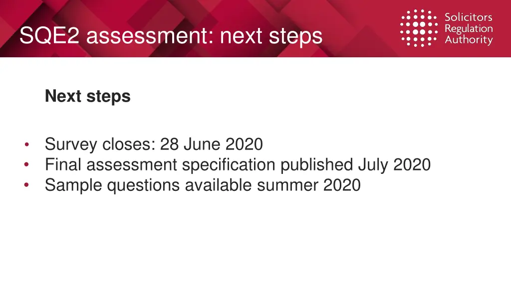 sqe2 assessment next steps