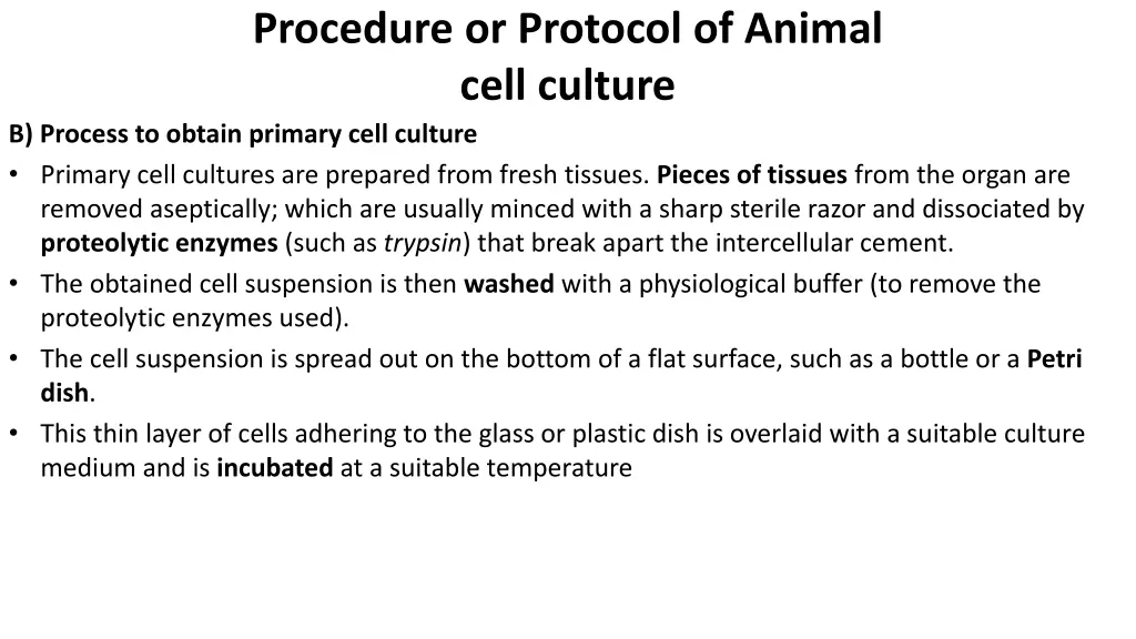 procedure or protocol of animal cell culture 1
