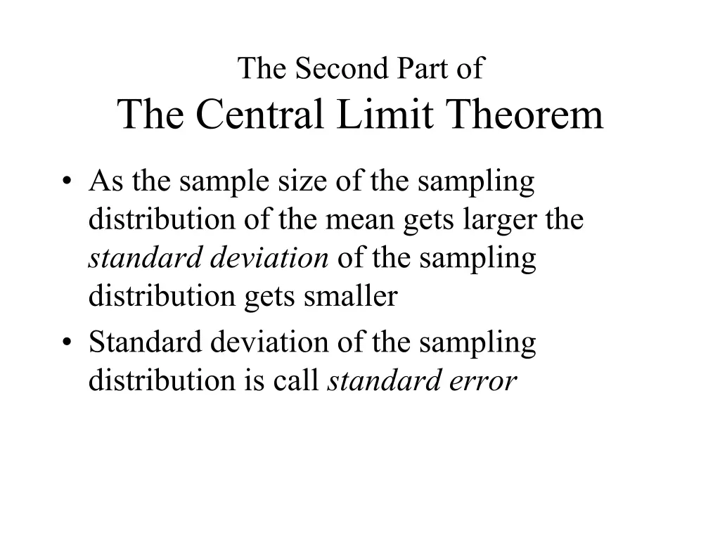 the second part of the central limit theorem