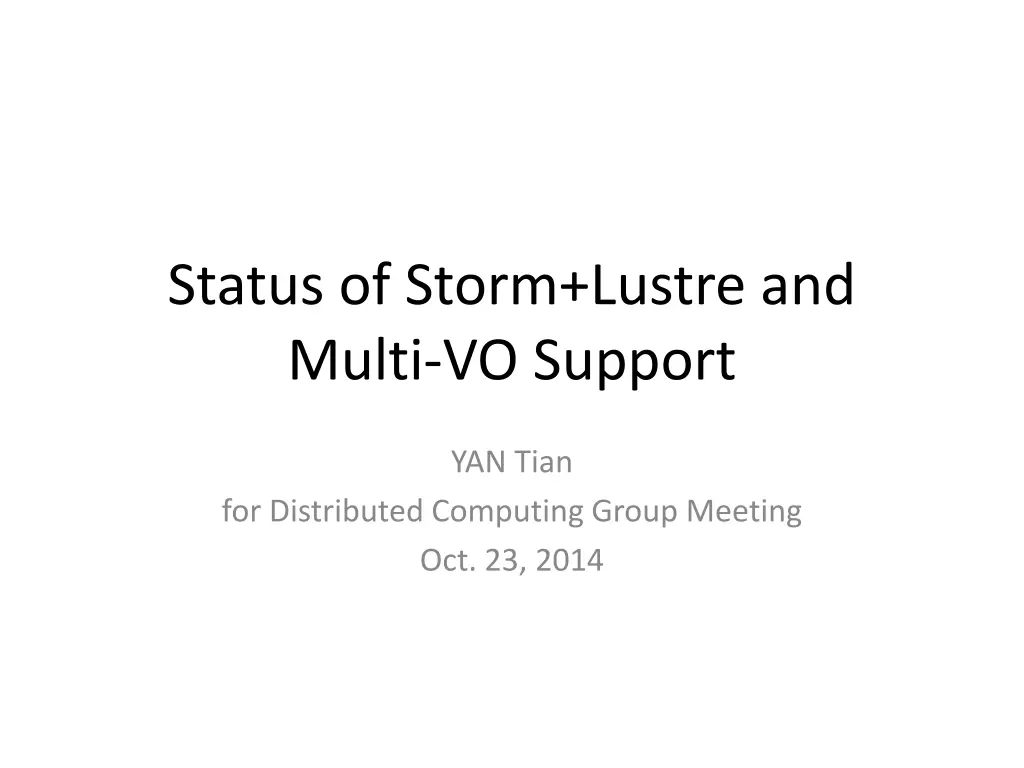 status of storm lustre and multi vo support