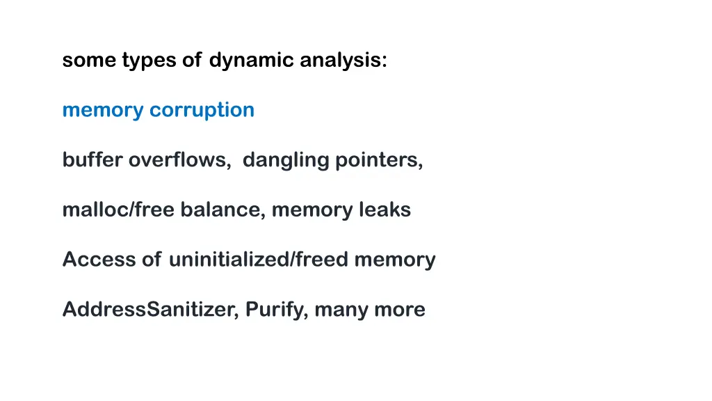 some types of dynamic analysis