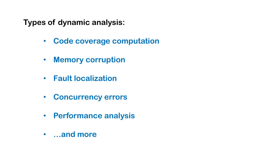 types of dynamic analysis