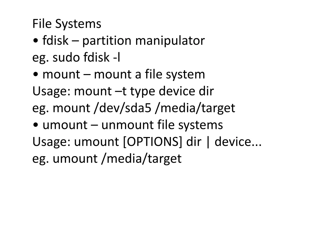 file systems fdisk partition manipulator eg sudo
