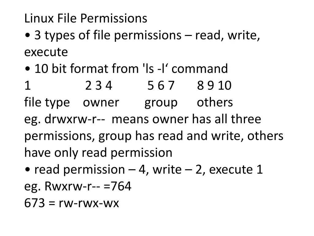 linux file permissions 3 types of file