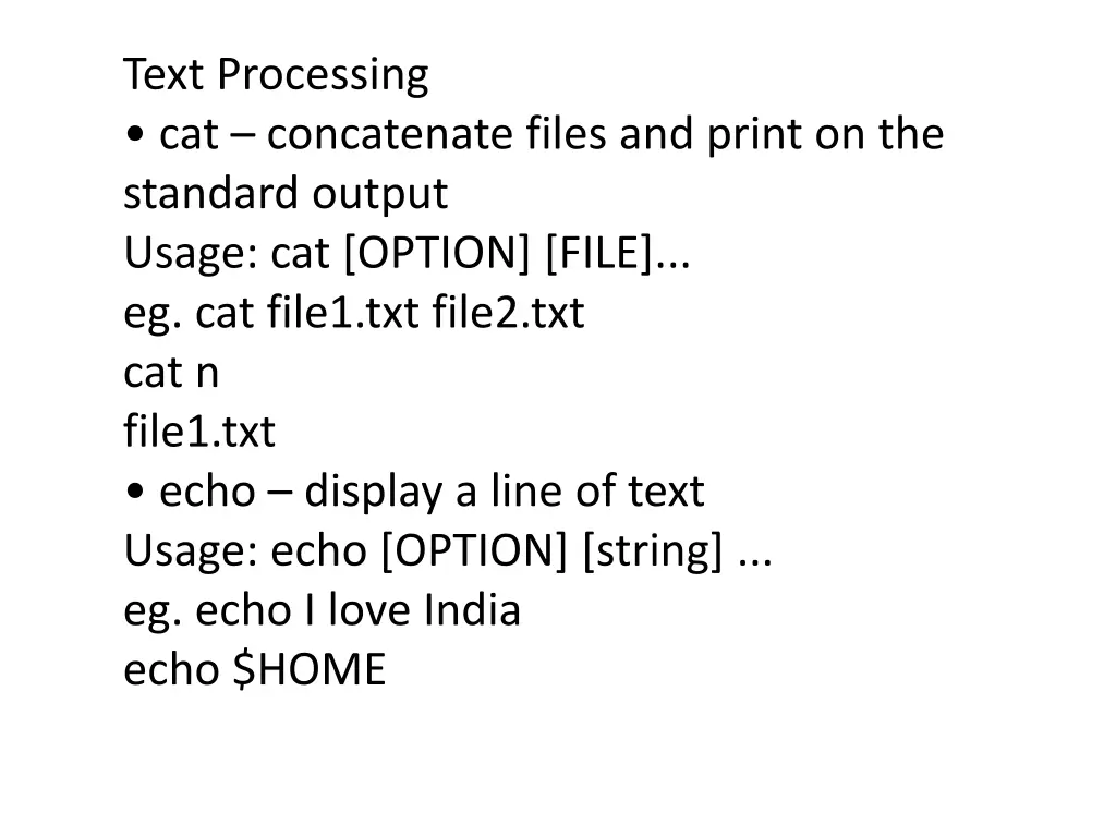 text processing cat concatenate files and print