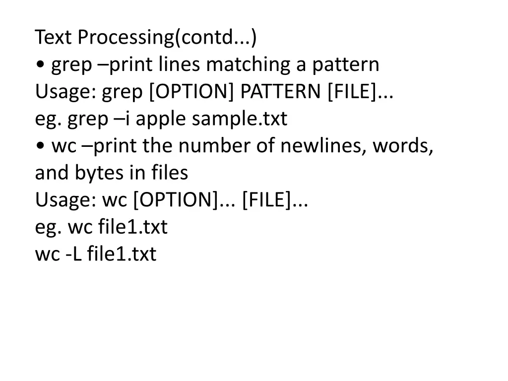 text processing contd grep print lines matching