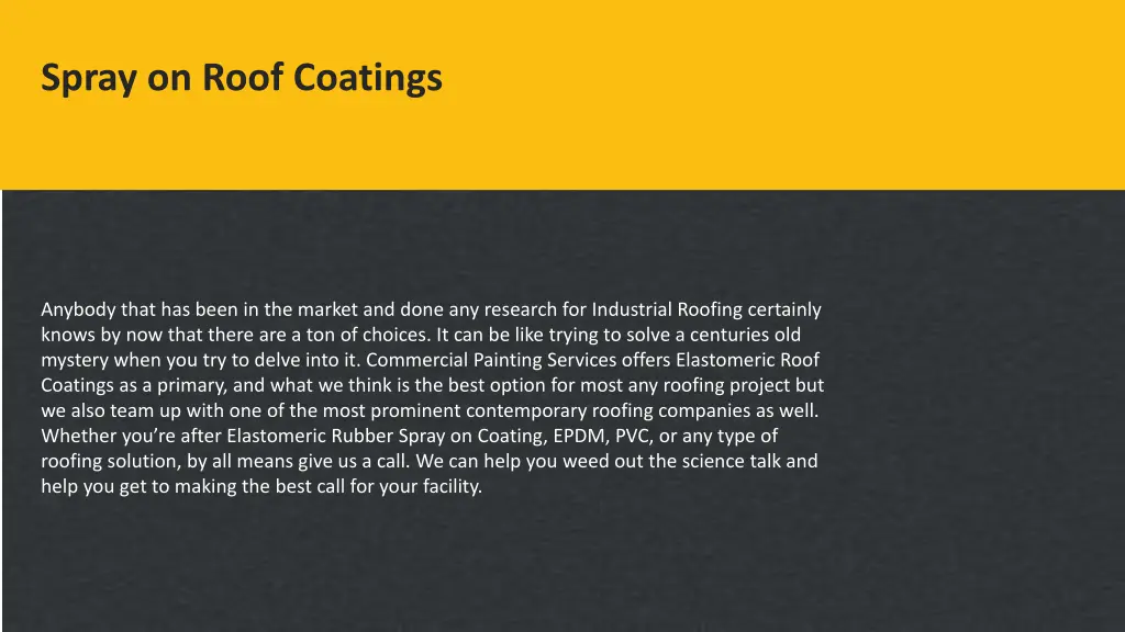 spray on roof coatings