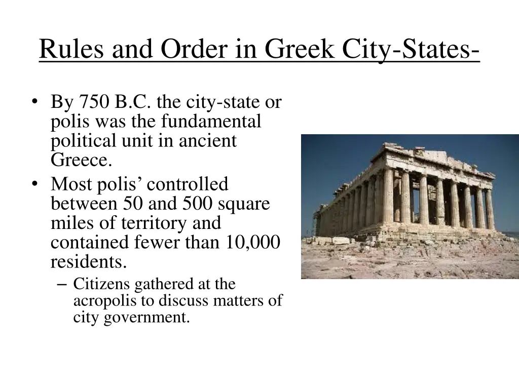 rules and order in greek city states