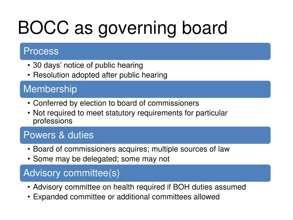 bocc as governing board