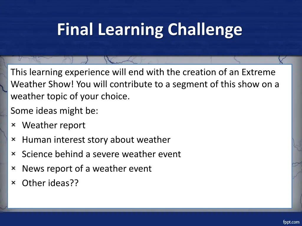 final learning challenge