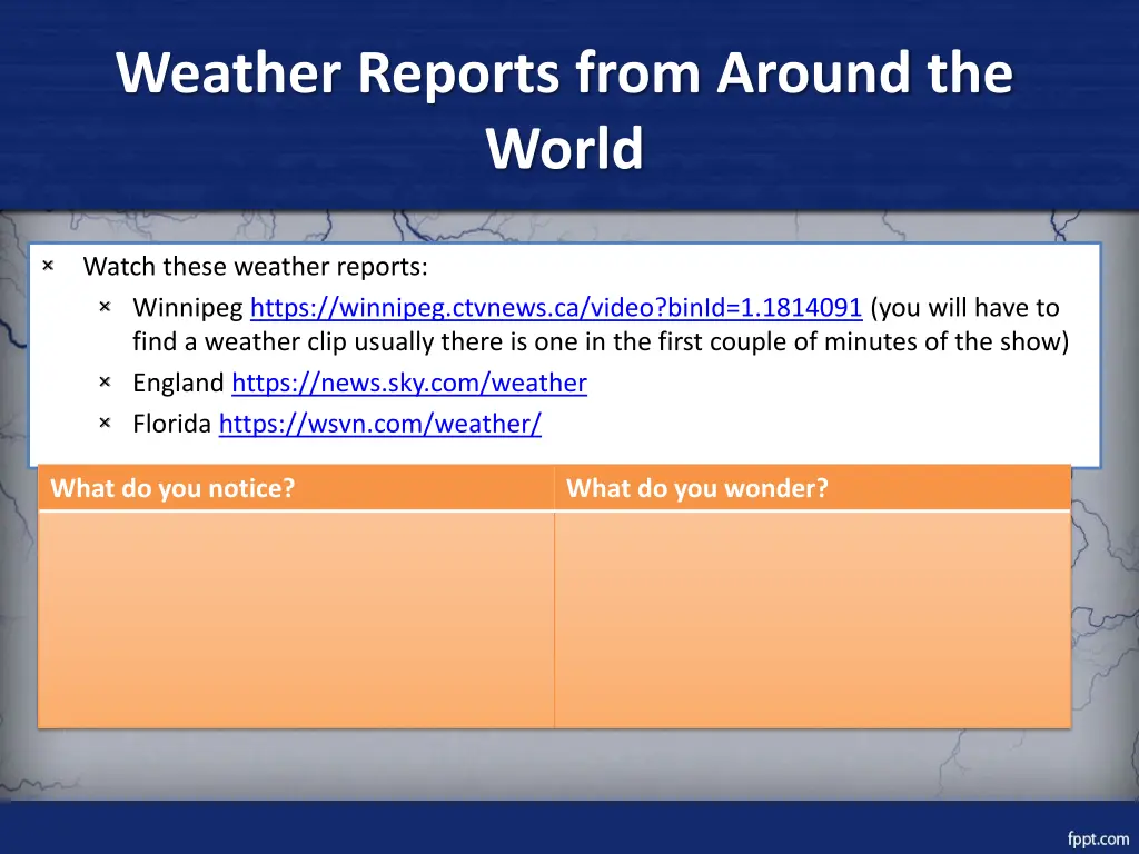 weather reports from around the world