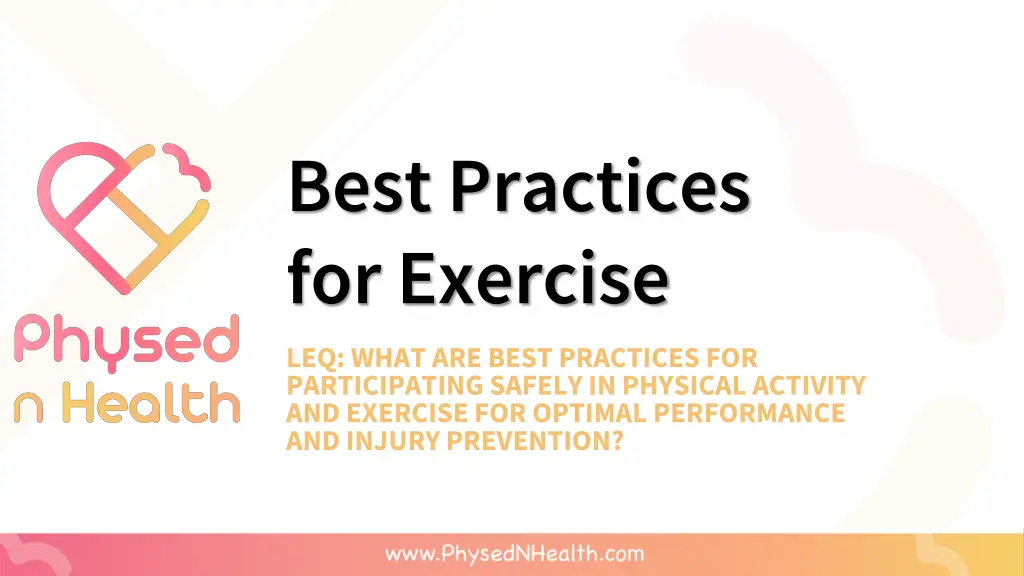 best practices for exercise