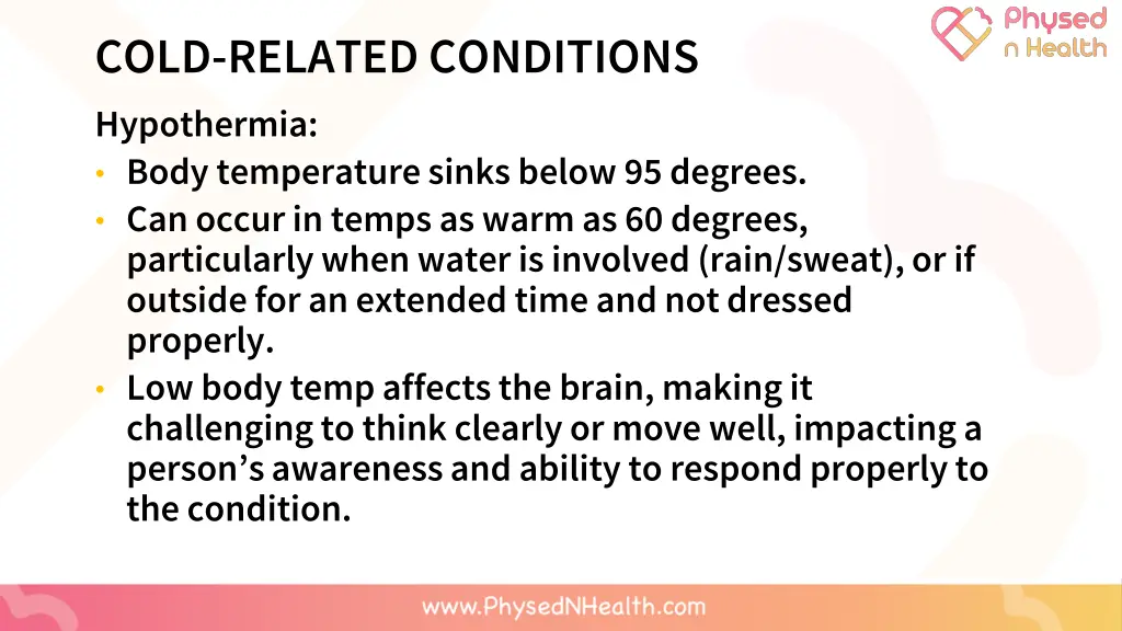 cold related conditions hypothermia body