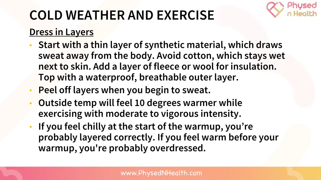 cold weather and exercise dress in layers start