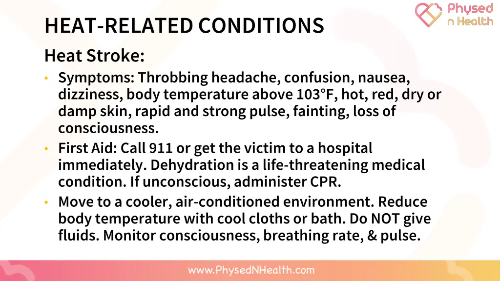 heat related conditions heat stroke symptoms