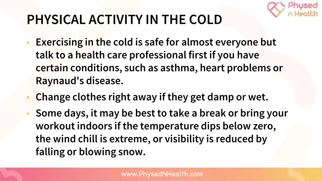 physical activity in the cold